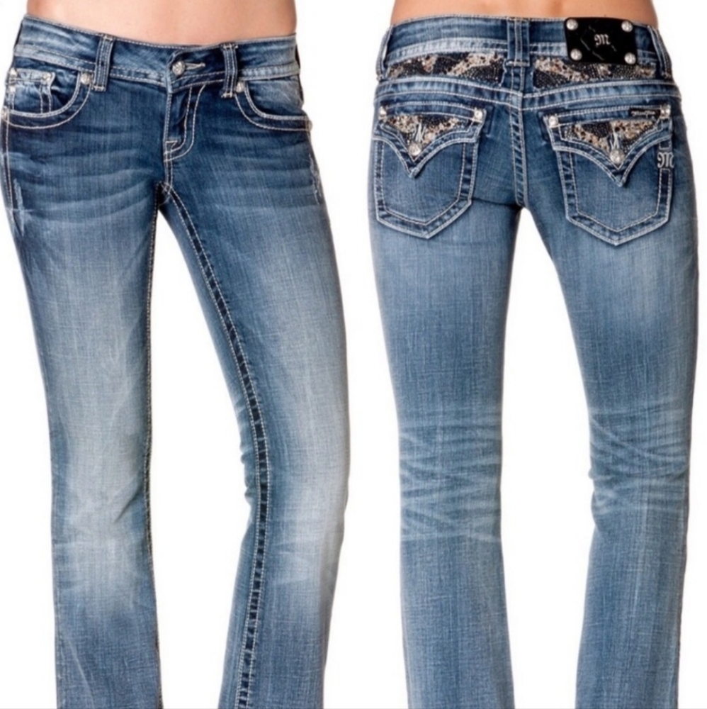 ❤Miss Me Jeans Size 30×34 Embellished Sequin Rhinestone Denim Style JY82738 Boho
